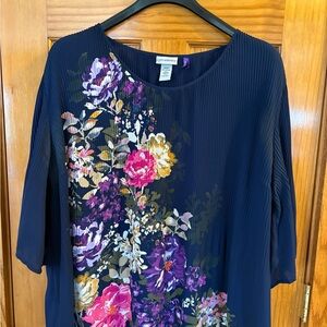 Catherines Navy Floral Tunic with Pink, Purple & Yellow Accents